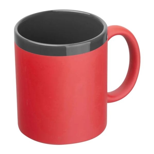 Gumírozott kerámia bögre, 300 ml - PIROS
